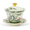 fanquare Gaiwan Cinese Ciotola da Tè Sancai in Porcellana con Fiori di Prugna Rossa e Bambù Verde con Coperchio Set di Coperchi per Tazze da Tè Vintage 200ML