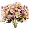 Minnhua 4pcs Bouquet Fiori Finti per Decorazioni Fiori Artificiali da Esterni Fiori di Plastica Rosa Fiori Lillà Artificiali per Decorazioni Casa Vaso Soggiorno Matrimonio Cimitero Giardino