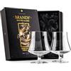 GLASSIQUE CADEAU Bicchieri da brandy, cognac e armagnac da 425 ml, misura media, set di 2 ciotole in cristallo con stelo corto, eleganti bicchieri per liquori e liquori