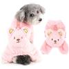 Ranphy Pigiama per cani di piccola taglia in pile caldo tuta per cuccioli con borsa per orso e anello a D giacca autunno inverno super morbido pullover Chihuahua Yorkie Cat Costume rosa XL