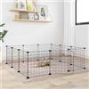 prissent Gabbia per Animali 12 Pannelli con Porta Nero 35x35 cm Acciaio Recinto Per Conigli Recinto Per Cani Recinto Per Gatti Recinzione Per Animali Gabbia Spaziosa Per Uso Interno Ed Esterno