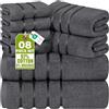 Utopia Towels Set di asciugamani di lusso, 8 pezzi, 2 asciugamani da bagno, 2 asciugamani per le mani e 4 asciugamani da bagno, 600 g/m², 100% cotone filato ad anello, altamente assorbenti, a righe,