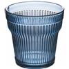 Villa d'Este Home Tivoli Set 6 Bicchiere 300 ml in acrilico, superficie lavorata con righe verticali, blu, Fashion Ocean