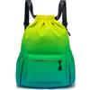 MISWAN Sacca per Palestra Impermeabile, Sacca Sportiva Palestra, Zaino con Coulisse, Sacca Sportiva Donna Uomo Bambino per Sport Gym Nuotare Fitness Viaggi(Giallo-Verde)