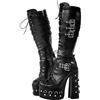blingqueen blingqeen - Stivali punk, con tacco alto e plateau, da donna, Nero , 39 EU