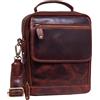 ROYALZ 'Tennessee' Borsello a Tracolla da Uomo in vera Pelle - Piccola Borsa Vero Cuoio per Tablet da 11 Pollici Borsetta Messenger Bag Vintage, Colore:Roma Cognac Marrone