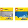 LEGO 11024 Classic Base Grigia, Tavola per Costruzioni Quadrata con 48x48 Bottoncini & 11025 Classic Base Blu, Tavola per Costruzioni Quadrata con 32x32 Bottoncini