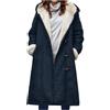 DLLDLGG Cappotto Lungo Elegante da Donna Marrone Chiaro con Cappuccio In Pelle Scamosciata Foderato In Montone con Bottoni In Corno, Cappotti da Pesca(Dark Blue,M)