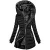 Fannyfuny Cappotto Donna Lana Invernale Tinta Unita con Tasche con Zip Completa Piumino Donna Pesante con Cappuccio Caldo Elegante Piumino Donna Colletto Alto Media Lugghezza Parka Giacca Slim Fit Bianco Casual
