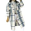 VPQILH Donna Giacche casual alla moda a scacchi Bottoni lunghi Camicia da Camicia a Quadri a scacchi Cappotto in misto lana Camicia da Donna a Giacca Casual Lunga con Tasca
