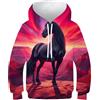 SAFGTXHTR Cavallo Felpa Bambino Stampa 3D Pullover Divertente Sportivo Manica Lunga Casual Maglione Hoodie Pullover con Tasche 6-15 Anni