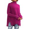 Generisch Maglione leggero da donna, lungo, invernale, elegante maglione a collo alto, oversize, a maglia calda, maglione a maglia larga, in tinta unita, Rosa acceso., L