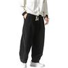 Seidarise Pantaloni da uomo in velluto a coste dritti larghi a gamba larga elasticizzati in vita con coulisse pantaloni vestibilità rilassata, nero, XX-Large