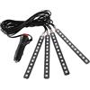 Kuuleyn Striscia Luminosa Interna Per Auto, Striscia di luce interna a LED automobilistica, 12V 4x 12SMD per interni auto RGB LED Strip Lights Telecomando per luce d'atmosfera per i piedi(Blu)