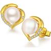 jiamiaoi Orecchini con perle in argento 925, da donna, 8 mm a 12 mm, Argento sterling, Perla