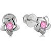 butterfly Orecchini Bambina In Argento Con Cristalli A Forma Di Fiore Produzione Europea