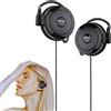 Pomurom Auricolari a clip con cavo, 3,5 mm, cuffie stereo, cuffie MP4 per esercizi di yoga, allenamento, jogging, escursionismo, corsa