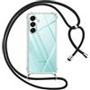 Pnakqil Cover per Samsung Galaxy A16 5G con Cordino, Trasparente Custodia con Laccio Tracolla Cellulare Girocollo Collana Protettiva per Samsung A16 5G 6.7, Nero
