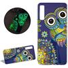 DasKAn Cover in silicone brillante per Samsung Galaxy A7 2018, luce fluorescente al buio, simpatici animali, gufo colorato, ultra sottile, morbida gomma, retro per cellulare, antiurto, flessibile, in