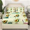 Loussiesd Set di lenzuola con avocado e frutta tropicale con stampa lenzuola in cartone animato verde avocado in motion Set di lenzuola per ragazzi ragazze bambini adolescenti in microfibra singola