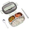 amropi Scatole Bento Lunch Box Acciaio Inossidabile Contenitori 2/3/4/5 Scomparto Dispensa con Bastoncini e Cucchiaio (Verde, 3 Scomparto)