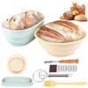 Farerkass Cesto Lievitazione Pan, Cestino da Lievitazione per Pane, Pieghevole Ciotola Lievitazione (23cm Rotondo e 25cm Ovale), Banneton per Pane