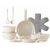 Redchef Set di Pentole in Ceramica 16 Pezzi, Padelle Antiaderente con Manico Rimovibile, Pentola 18/20 cm & Padella 20/26 cm, Impilabile, per Tutti i Piani Cottura e Forno, Bianco