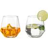 Inweder Set di 2 bicchieri da vino senza stelo in vetro Au Vodka Old Fashioned bicchieri da whisky Kraken Rum in vetro geometrico per whisky, set regalo per uomini, compleanno, festa del papà,