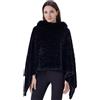 Miaikvs Scialle da donna lavorato a maglia, scialle con collo in pelliccia, poncho, scialle avvolgente, Nero, Taglia unica