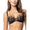 Vivisence Reggiseno A Balconcino da Donna con Ferretti Sostiene E Solleva Il Seno Perfettamente Coppe Ricoperte di Pizzo E Nastri di Raso Spalline Regolabili, Nero,4E