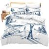 Homewish Set copripiumino per sport da sci per ragazzi, ragazzi, ragazzi, ragazzi, uomini, sport invernali, a tema sci, con lacci con cerniera, in morbida microfibra per neve, paesaggio, montagna,