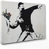 ConKrea Quadro su Tela Canvas - INTELAIATO - Pronto da Appendere - Banksy - Arte Street Art - Lanciatore di Fiori - 30x40cm - Senza Cornice - (cod.1644)