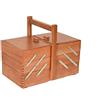 STAFIL Cestino cucito portalavoro, 3 piani, in legno, scatola porta accessori cucito e sartoria 34 x 22 x 29 cm (Legno scuro (noce))