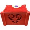 EUROSTYLE Set 4 Pezzi Lavette 30x30cm in Spugna di Cotone con Scatola Legno Cestino Regalo Asciugamani per Ospiti Cuore Shabby (Scatola Natale Rosso iocco 2, Lavette 30x30cm Rosso)