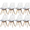 BenyLed Set di 8 sedie da pranzo in stile scandinavo design retrò sedie laterali in acrilico trasparente sedia in cristallo con cuscino in PU (Grigio)