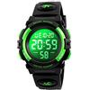 Dayllon Orologio digitale per bambini Sport all'aperto 50 m impermeabile Orologio elettronico Allarme 12/24 h Cronometro Calendario Ragazzo Ragazza Orologio analogico,Verde Nero X