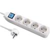Electraline 59661 - Ciabatta elettrica a 4 prese con interruttore, cavo 1,5 m, presa multipla, presa da tavolo, colore: Bianco