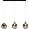 Searchlight Lampada a sospensione Alchemy 3Lt LED Bar, metallo nero e vetro ambra