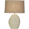 Searchlight Lampada da tavolo Adelaide 1Lt, resina crema con paralume in lino bianco