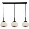 Searchlight Lampada a sospensione Lumina 3Lt Bar - Metallo nero e vetro opalino rigato