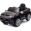 FEBER Jeep Cherokee Black 12V R/C, Auto elettrica, 1 posto, radiocomando: Fari con luce, 2 marce, acceleratore e freno elettrico, da 3 a 8 anni, Famosa (800013449)