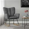 ML DESIGN modern living ML-Design Poltrona a Dondolo per Salotto Sedia Confortevole Grigio Scuro Imbottita Poltroncina da Soggiorno con Braccioli e Schienale Alto Rilassante Base in Legno Massiccio Arredamento Casa