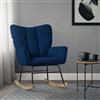 ML DESIGN modern living ML-Design Poltrona a Dondolo per Salotto Sedia Confortevole Blu Scuro Imbottita Poltroncina da Soggiorno con Braccioli e Schienale Alto Rilassante Base in Legno Massiccio Arredamento Casa