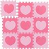 Relaxdays Cuore Tappeto Puzzle a Fiori, 18 Tasselli, Parti a Incastro, Area 91,5x91,5 cm, Gommapiuma EVA Atossico, Rosa Pink, Colore, 1 x 31.5 x 31.5 cm, 10037472_1359