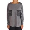 Twin Set maglia girocollo grigio: eleganza con tasche in pizzo e zip per look chic