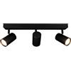 Ledvion - Faretto LED da soffitto Dimmerabile, Attacco GU10, 3 luci, Nero, Rettangolare, Inclinabile