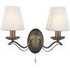Searchlight Lampada da parete Andretti 2Lt - Ottone anticato e tessuto avorio