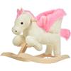 DecHome Cavallo a Dondolo Bianco e Rosa con Suoni e Struttura in Legno di Pioppo per Bambini 18-36 Mesi - 330114