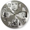 NEDIS Orologio da parete per collage di foto da 40 cm, per 12 foto, ideale per tutti i salotti, camere da letto, cucine, uffici, persone care e altro ancora, colore argento, metallo