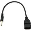 SYSTEM-S Cavo audio USB 20 cm 3,5 mm Jack maschio a 2.0 tipo A femmina AUX in nero